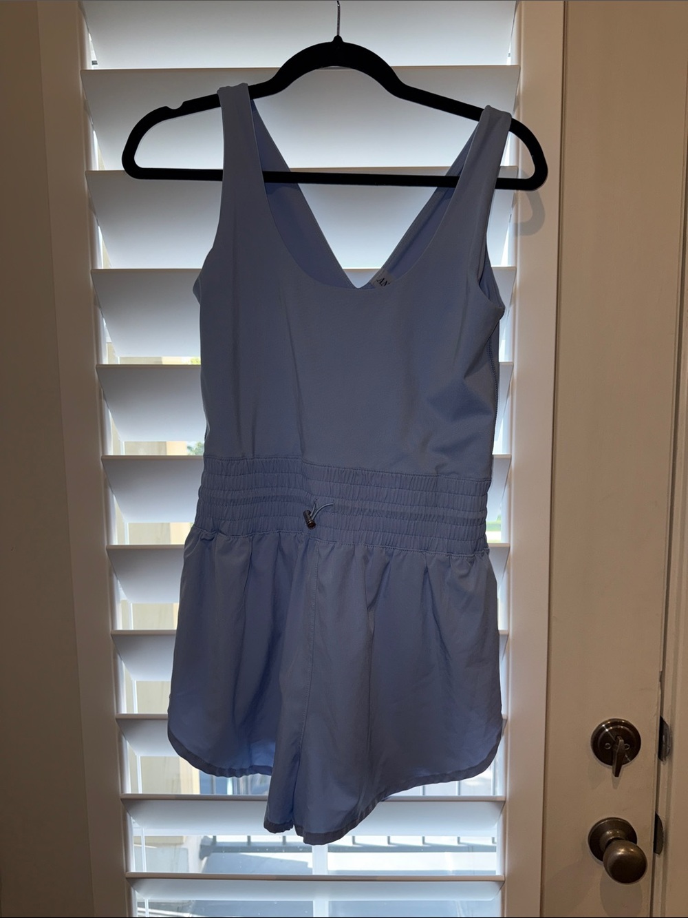 Light Blue Sleeveless Romper with Elastic Waist